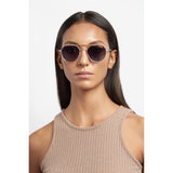 Carrera Unisex Dark Grey Shaded Lens Gold Striped Black Round Sunglasses with 100% UV Protection