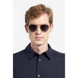 Carrera Unisex Dark Grey Shaded Lens Gold Striped Black Round Sunglasses with 100% UV Protection