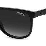 Carrera Mens Dark Grey Shaded Lens Black Rectangular Sunglasses with 100% UV Protection