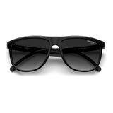 Carrera Mens Dark Grey Shaded Lens Black Rectangular Sunglasses with 100% UV Protection