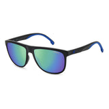 Carrera Mens Blue Multilayer Lens Black Blue Rectangular Sunglasses with 100% UV Protection
