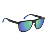 Carrera Mens Blue Multilayer Lens Black Blue Rectangular Sunglasses with 100% UV Protection