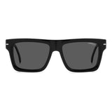 Carrera Unisex Grey Polarized Lens Black Rectangular Sunglasses with 100% UV Protection