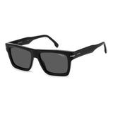 Carrera Unisex Grey Polarized Lens Black Rectangular Sunglasses with 100% UV Protection