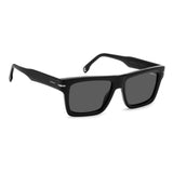 Carrera Unisex Grey Polarized Lens Black Rectangular Sunglasses with 100% UV Protection