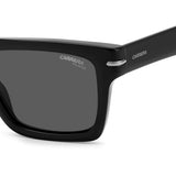 Carrera Unisex Grey Polarized Lens Black Rectangular Sunglasses with 100% UV Protection