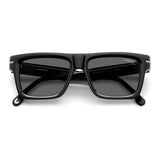 Carrera Unisex Grey Polarized Lens Black Rectangular Sunglasses with 100% UV Protection