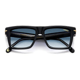 Carrera Mens & Womens Blue Lens Black Rectangular Sunglasses with 100% UV Protection
