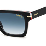 Carrera Mens & Womens Blue Lens Black Rectangular Sunglasses with 100% UV Protection