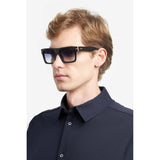 Carrera Mens & Womens Blue Lens Black Rectangular Sunglasses with 100% UV Protection