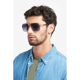 Carrera Mens Dark Grey Shaded Lens Black Gold Square Sunglasses with 100% UV Protection
