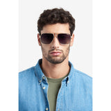 Carrera Mens Dark Grey Shaded Lens Black Gold Square Sunglasses with 100% UV Protection
