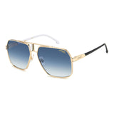 Carrera Mens Dk Blue Shaded Lens Gold Square Sunglasses with 100% UV Protection
