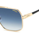 Carrera Mens Dk Blue Shaded Lens Gold Square Sunglasses with 100% UV Protection