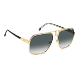 Carrera Mens Green Shaded Lens Gold Striped Red Square Sunglasses with 100% UV Protection