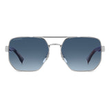 Dsquared2 Mens Dk Blue Shaded Lens Dark Ruthenium Horn Square Sunglasses with 100% UV Protection.