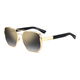 Dsquared2 Mens Grey Shaded Gold Mirror Lens Gold Black Square Sunglasses with 100% UV Protection.