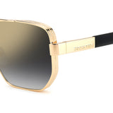 Dsquared2 Mens Grey Shaded Gold Mirror Lens Gold Black Square Sunglasses with 100% UV Protection.