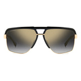 Dsquared2 Mens Grey Shaded Gold Mirror Lens Black Gold Navigator Sunglasses with 100% UV Protection.