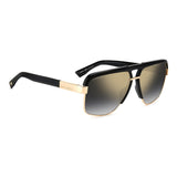 Dsquared2 Mens Grey Shaded Gold Mirror Lens Black Gold Navigator Sunglasses with 100% UV Protection.