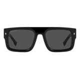 Dsquared2 Mens Grey Lens Black Rectangular Sunglasses with 100% UV Protection.