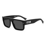 Dsquared2 Mens Grey Lens Black Rectangular Sunglasses with 100% UV Protection.