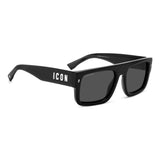 Dsquared2 Mens Grey Lens Black Rectangular Sunglasses with 100% UV Protection.