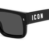 Dsquared2 Mens Grey Lens Black Rectangular Sunglasses with 100% UV Protection.