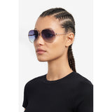 Carrera Womens Grey Azure Lens Gold Blue Aviator Sunglasses with 100% UV Protection -206155LKS63GB
