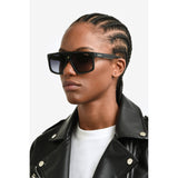 Carrera Unisex Grey Lens Black Rectangular Sunglasses with 100% UV Protection -206301003599O