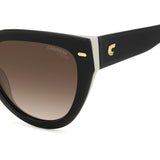 Carrera Womens Brown Lens Black White Cat Eye Sunglasses with 100% UV Protection -20632780S55HA