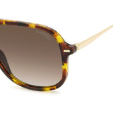 Carrera Womens Brown Shaded Lens Havana 2 Square Sunglasses with 100% UV Protection -20632805L58HA