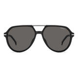 Carrera Mens Grey Lens Black Aviator Sunglasses with 100% UV Protection
