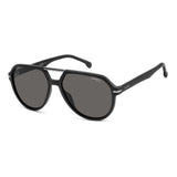 Carrera Mens Grey Lens Black Aviator Sunglasses with 100% UV Protection
