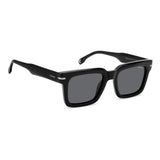 Carrera Mens Grey Lens Black Rectangular Sunglasses with 100% UV Protection -20637280752M9