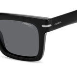 Carrera Mens Grey Lens Black Rectangular Sunglasses with 100% UV Protection -20637280752M9