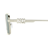 Dsquared2 Mens Green Lens Palladium Green Rectangular Sunglasses with 100% UV Protection.