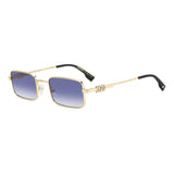 Dsquared2 Mens Dk Blue Shaded Lens Gold Blue Rectangular Sunglasses with 100% UV Protection.