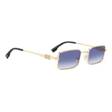 Dsquared2 Mens Dk Blue Shaded Lens Gold Blue Rectangular Sunglasses with 100% UV Protection.