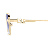 Dsquared2 Mens Dk Blue Shaded Lens Gold Blue Rectangular Sunglasses with 100% UV Protection.