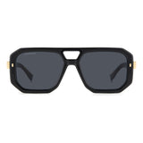 Dsquared2 Mens Grey Antireflex Lens Black Rectangular Sunglasses with 100% UV Protection.