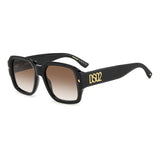 Dsquared2 Mens Brown Shaded Lens Black Square Sunglasses with 100% UV Protection.