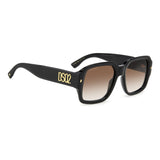 Dsquared2 Mens Brown Shaded Lens Black Square Sunglasses with 100% UV Protection.