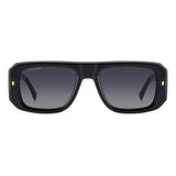 Dsquared2 Mens Dark Grey Shaded Lens Black Rectangular Sunglasses with 100% UV Protection.
