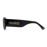 Dsquared2 Mens Dark Grey Shaded Lens Black Rectangular Sunglasses with 100% UV Protection.