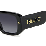 Dsquared2 Mens Dark Grey Shaded Lens Black Rectangular Sunglasses with 100% UV Protection.
