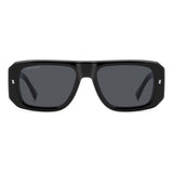 Dsquared2 Mens Grey Lens Black Red Rectangular Sunglasses with 100% UV Protection.