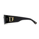 Dsquared2 Womens Grey Lens Black Rectangular Sunglasses with 100% UV Protection.