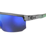 Under Armour Mens Blue Multilayer Lens Grey Green Rectangular Sunglasses with 100% UV Protection