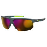 Under Armour Mens Pink Mirror Lens Yellow Teal Rectangular Sunglasses with 100% UV Protection